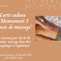 Offre spéciale Noel : carte abonnement de 5 massages